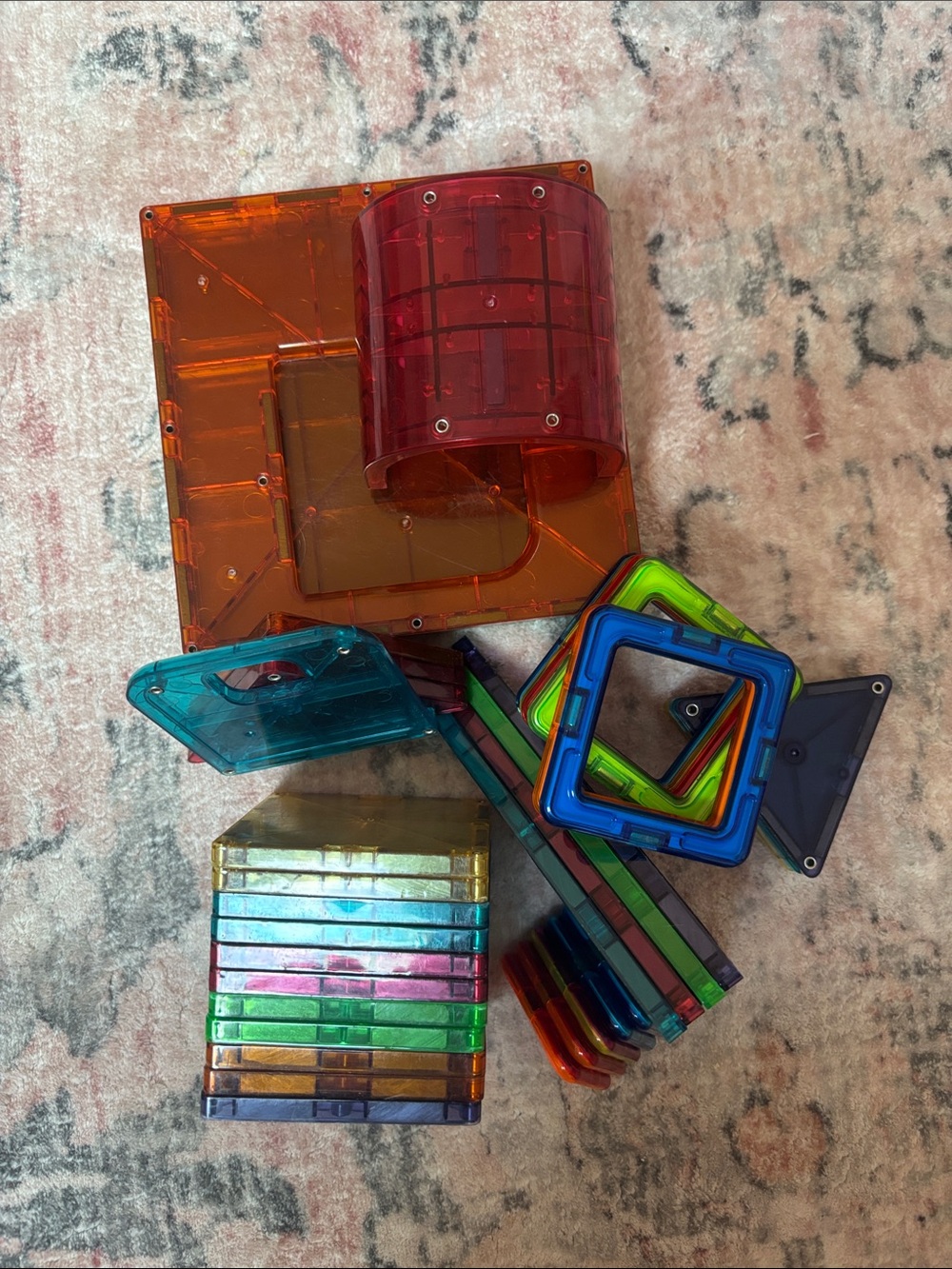 Transparent Colored Magnetic Building Tiles Set - Multicolor